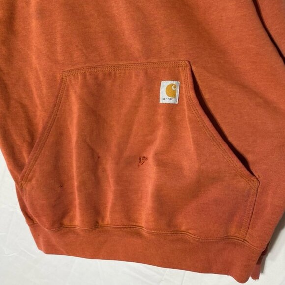 Carhartt Orange Heavily Distressed Pullover Hoodie M - Picture 6 of 16
